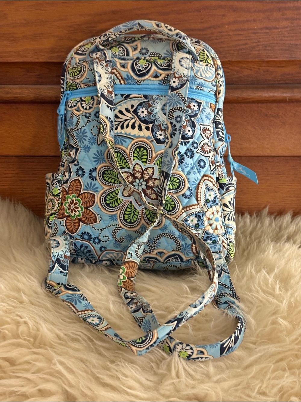 Vera Bradley ‘Bali Blue’ Floral Quilted Mini Backpack - Picture 3 of 7
